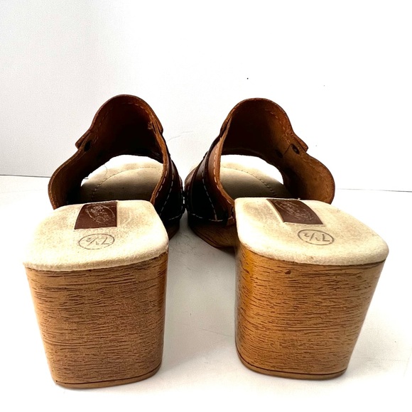 Vintage Platform Sandals Slides Genuine Leather Patchwork Y2K Mules Size 7.5 - Picture 5 of 10
